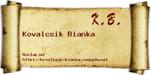 Kovalcsik Bianka névjegykártya